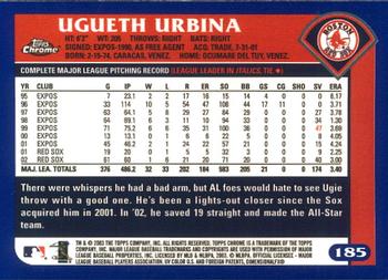2003 Topps Chrome #185 Ugueth Urbina Back