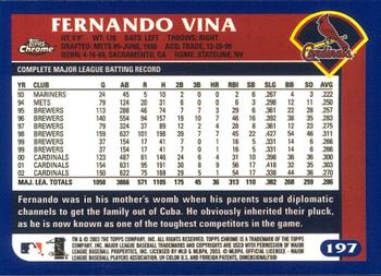 2003 Topps Chrome #197 Fernando Vina Back