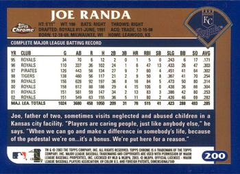 2003 Topps Chrome #200 Joe Randa Back