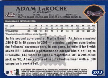 2003 Topps Chrome #203 Adam LaRoche Back