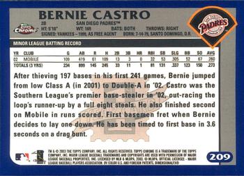 2003 Topps Chrome #209 Bernie Castro Back