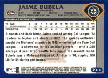 2003 Topps Chrome #211 Jaime Bubela Back