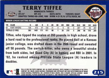 2003 Topps Chrome #215 Terry Tiffee Back