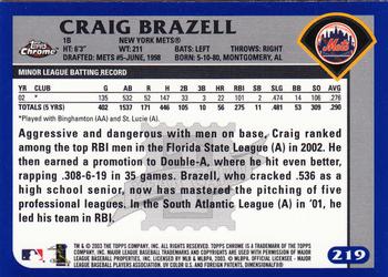2003 Topps Chrome #219 Craig Brazell Back