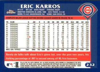 2003 Topps Chrome #232 Eric Karros Back