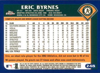 2003 Topps Chrome #248 Eric Byrnes Back