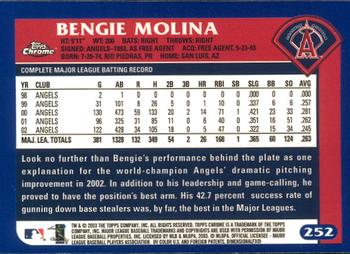 2003 Topps Chrome #252 Bengie Molina Back