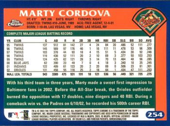2003 Topps Chrome #254 Marty Cordova Back