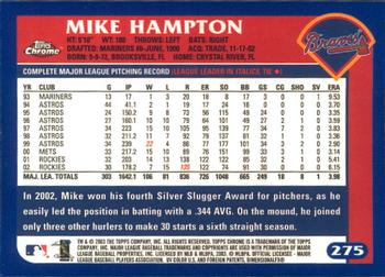 2003 Topps Chrome #275 Mike Hampton Back