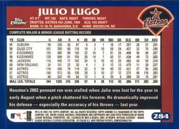 2003 Topps Chrome #284 Julio Lugo Back