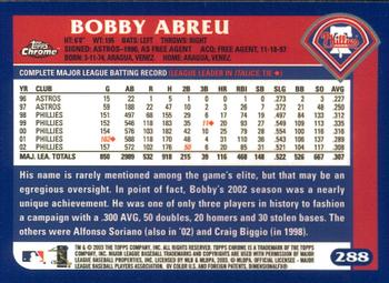 2003 Topps Chrome #288 Bobby Abreu Back