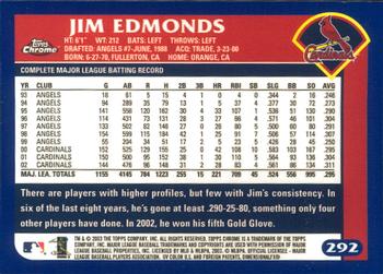 2003 Topps Chrome #292 Jim Edmonds Back