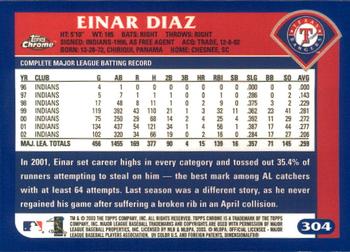 2003 Topps Chrome #304 Einar Diaz Back