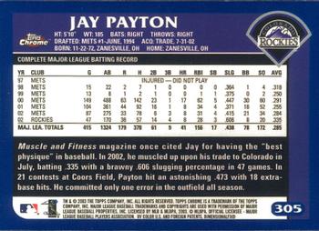 2003 Topps Chrome #305 Jay Payton Back