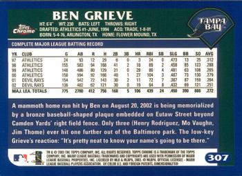 2003 Topps Chrome #307 Ben Grieve Back