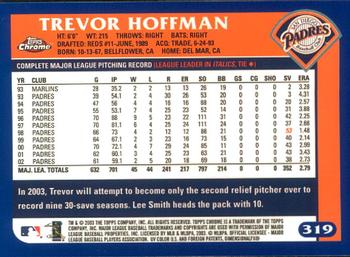 2003 Topps Chrome #319 Trevor Hoffman Back