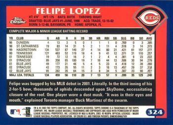 2003 Topps Chrome #324 Felipe Lopez Back