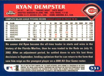 2003 Topps Chrome #331 Ryan Dempster Back