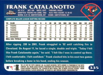 2003 Topps Chrome #335 Frank Catalanotto Back