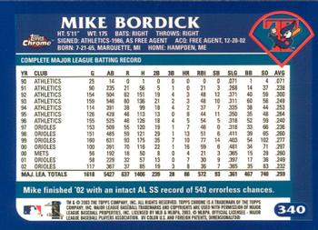 2003 Topps Chrome #340 Mike Bordick Back