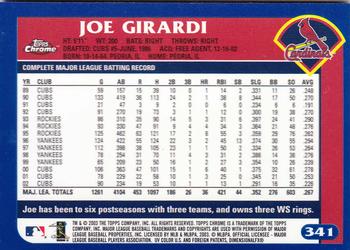 2003 Topps Chrome #341 Joe Girardi Back