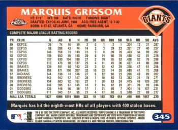 2003 Topps Chrome #345 Marquis Grissom Back