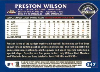 2003 Topps Chrome #347 Preston Wilson Back