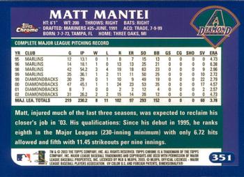 2003 Topps Chrome #351 Matt Mantei Back