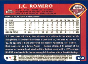 2003 Topps Chrome #360 J.C. Romero Back