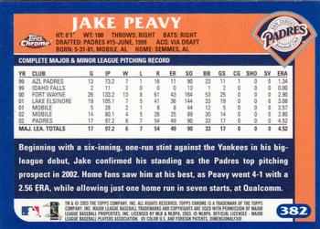 2003 Topps Chrome #382 Jake Peavy Back