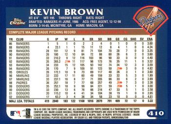 2003 Topps Chrome #410 Kevin Brown Back