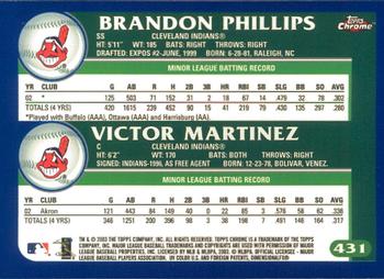 2003 Topps Chrome #431 Brandon Phillips / Victor Martinez Back
