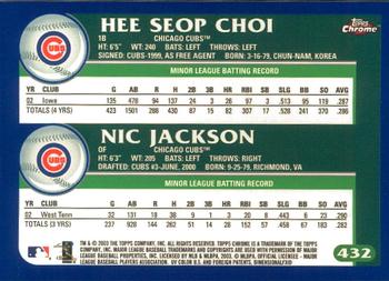 2003 Topps Chrome #432 Hee Seop Choi / Nic Jackson Back