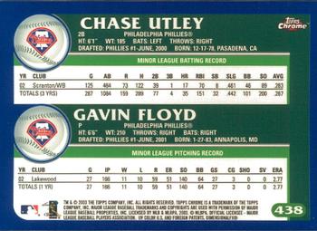 2003 Topps Chrome #438 Gavin Floyd / Chase Utley Back