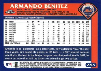 2003 Topps Chrome #285 Armando Benitez Back