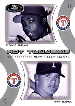 2004 Fleer Hot Prospects Draft Edition - Hot Tandems #8HT Alfonso Soriano / Hank Blalock Front