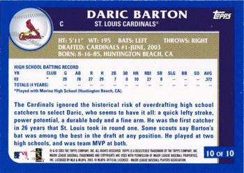 2003 Topps - Draft Picks #10 Daric Barton Back