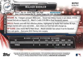 2017 Bowman Chrome Mini - Refractor #BCP82 Walker Buehler Back
