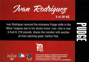 2004 Fleer InScribed - Names of the Game #5NG Ivan Rodriguez Back