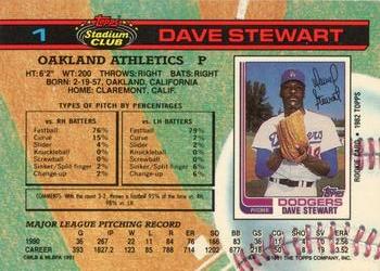 1991 Stadium Club #1 Dave Stewart Back