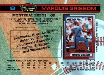 1991 Stadium Club #8 Marquis Grissom Back