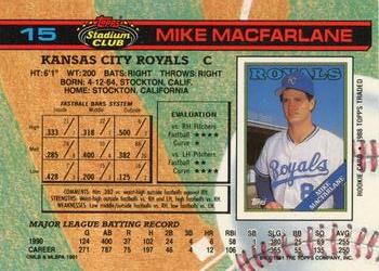 1991 Stadium Club #15 Mike Macfarlane Back