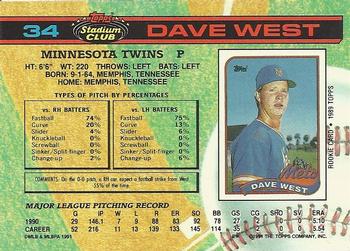 1991 Stadium Club #34 Dave West Back