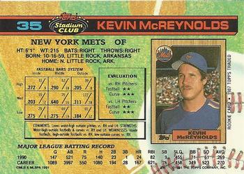 1991 Stadium Club #35 Kevin McReynolds Back