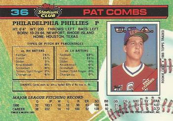 1991 Stadium Club #36 Pat Combs Back