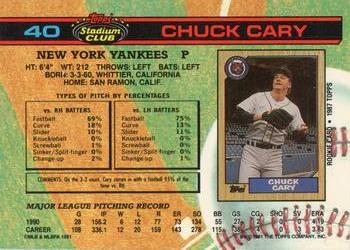 1991 Stadium Club #40 Chuck Cary Back