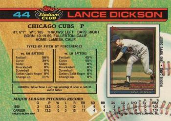 1991 Stadium Club #44 Lance Dickson Back