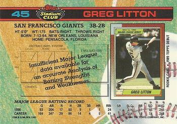 1991 Stadium Club #45 Greg Litton Back