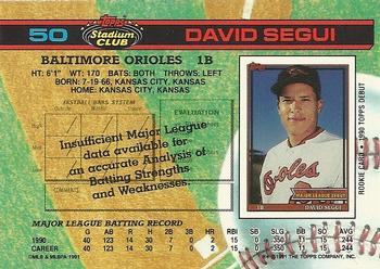 1991 Stadium Club #50 David Segui Back