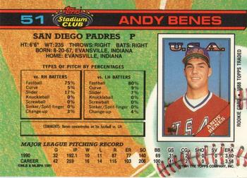 1991 Stadium Club #51 Andy Benes Back